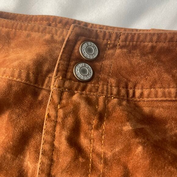 Vintage Guess velvety soft mini skirt size 28 rust brown -preowned **Flaw** - Picture 7 of 10